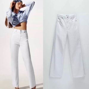 Zara wide leg white jeans